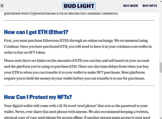 NFT можно приобрести через веб-сайт помощью криптовалюты ETH