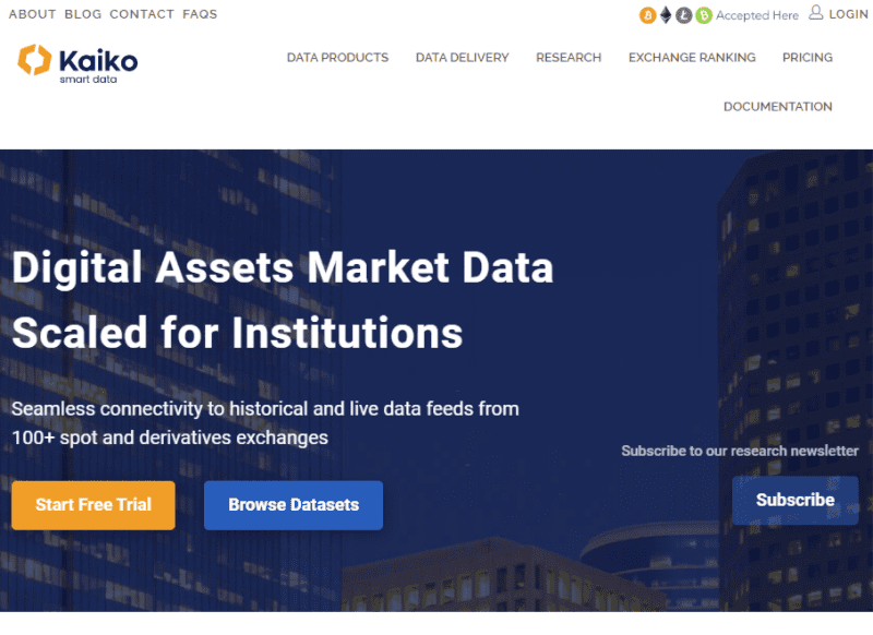 Сайт Crypto Research group Kaiko