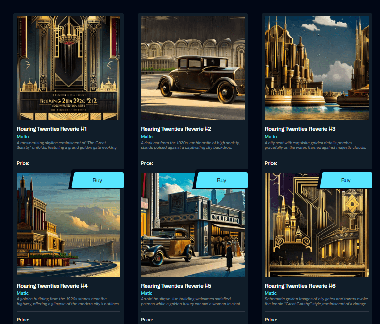 Фрагмент коллекции roaring twenties reverie из галереи https://nft-matic.com