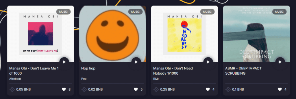Предложения NFT треков на маркете https://iassets.market